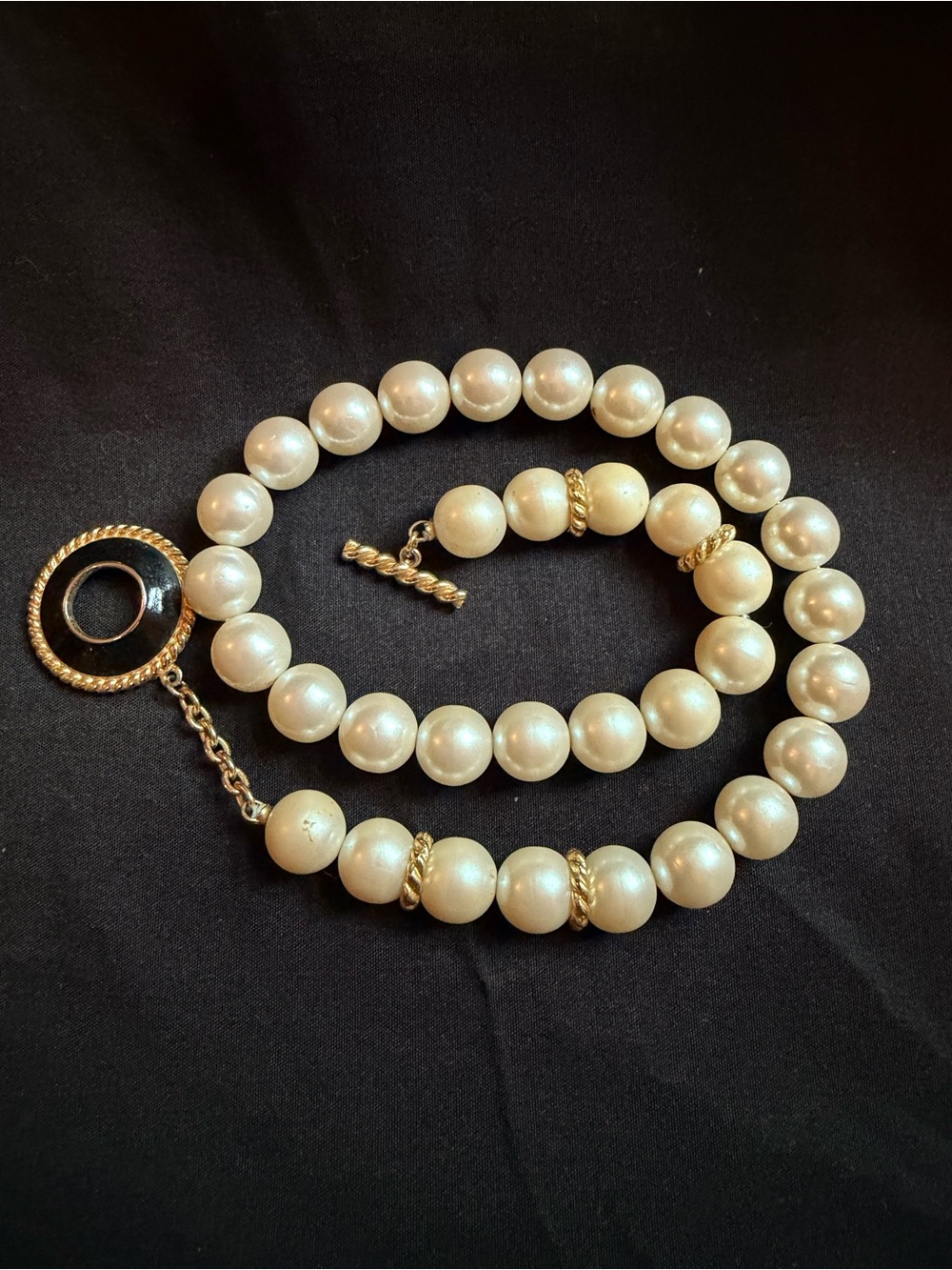 Pearl Beaded Necklace by Marvella with Gold Accents - Ivory vintage